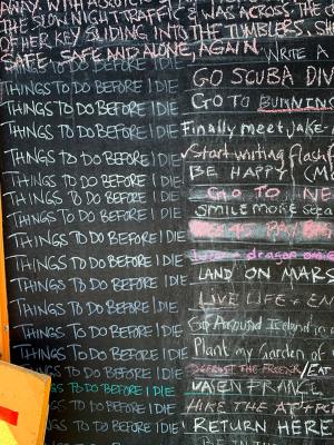Blackboard with a list of "Things To Do Before I Die"